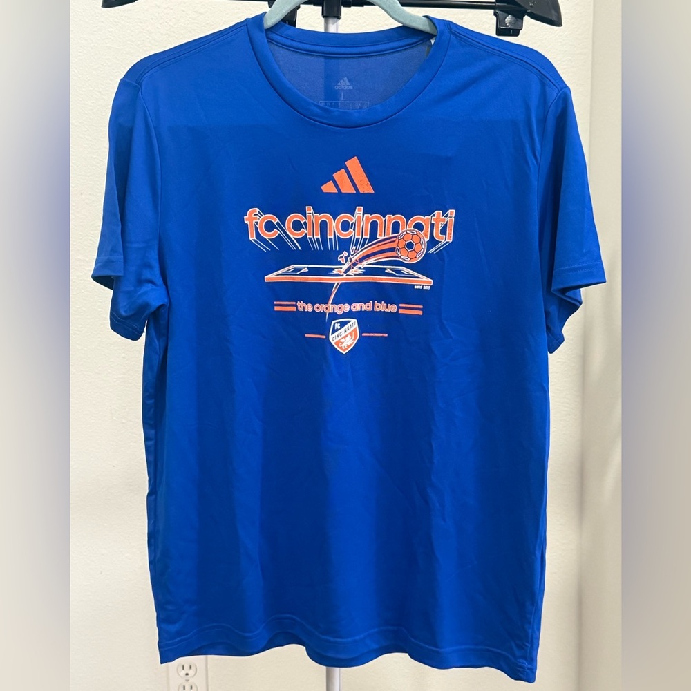 FC Cincinnati Soccer Adidas Youth L Blue And Orange Shirt Short Sleeve New